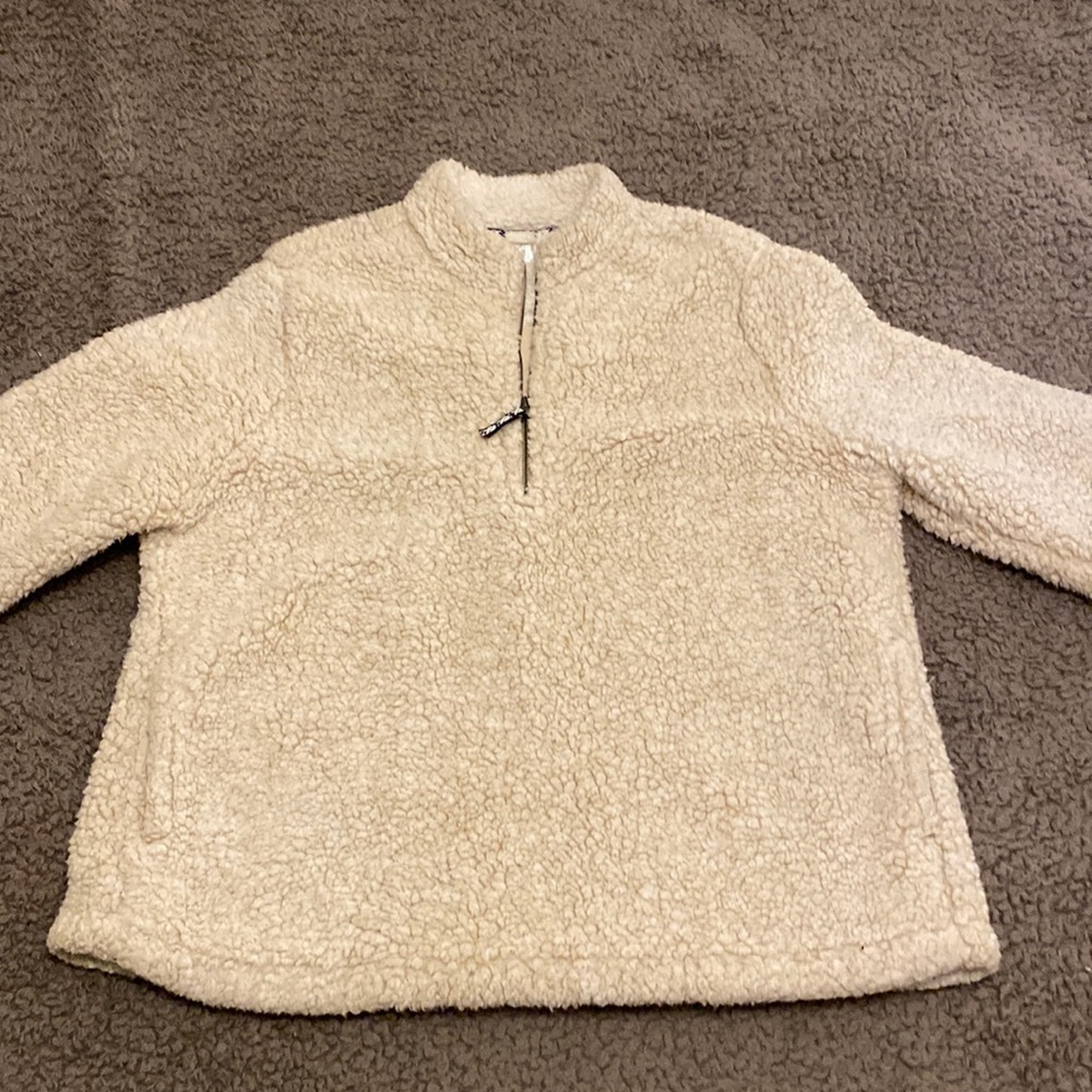 XL cream colored teddy pullover jacket.